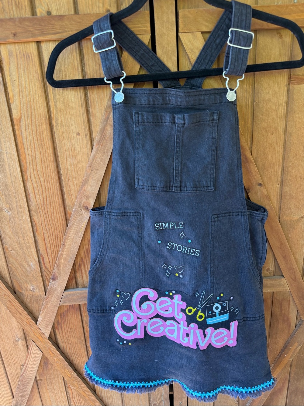 Girl's Art Class Washed Black Mini Skirt Overalls Size 10-12 Customized "Get Cre